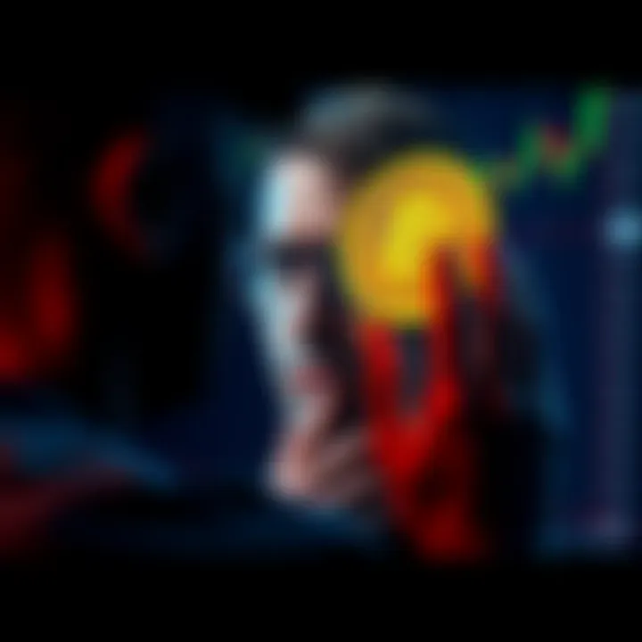 Bitcoin investment confusion A person looking at a fluctuating Bitcoin chart with a worried expression, symbolizing emotional attachment and regret in cryptocurrency investing.