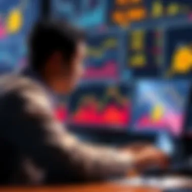 Person contemplating Bitcoin investment A person looking at financial charts and graphs, considering taking a loan for Bitcoin investment