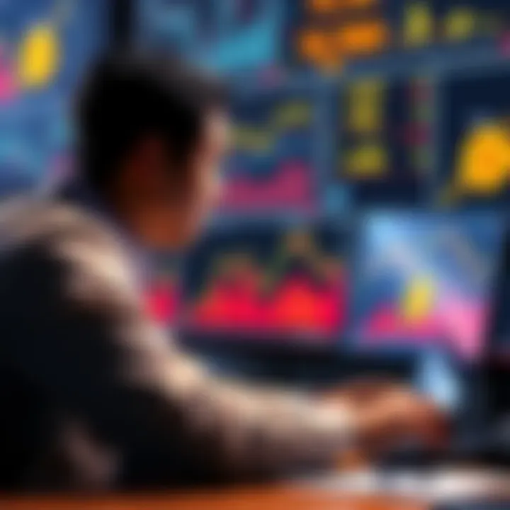 Person contemplating Bitcoin investment A person looking at financial charts and graphs, considering taking a loan for Bitcoin investment