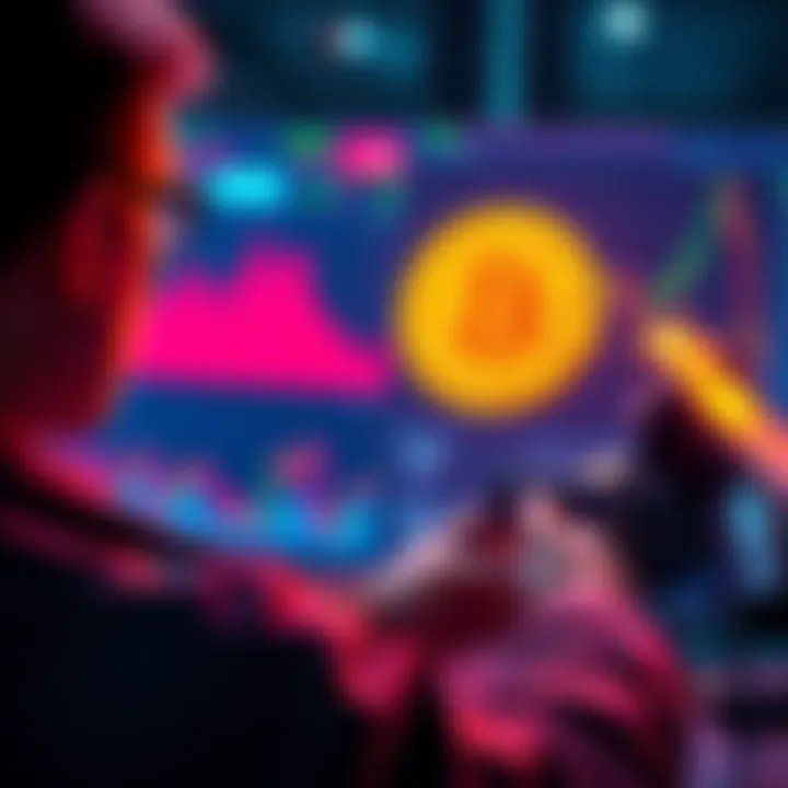 A person analyzing Bitcoin market trends with charts and graphs, expressing disagreement with its investment value.