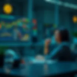 A person sitting at a desk with a laptop, analyzing Bitcoin charts and investment data, looking thoughtful about investing money.