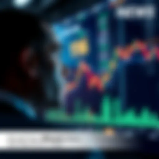 A person looking at a digital chart of Bitcoin prices, contemplating whether to buy or wait, with a thoughtful expression.