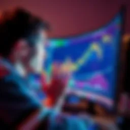 Bitcoin investment worth 14K A young adult looking at a computer screen with Bitcoin charts and a surprised expression, representing a sudden investment discovery.