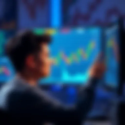 A person looking at a cryptocurrency chart on a computer, contemplating investment decisions.