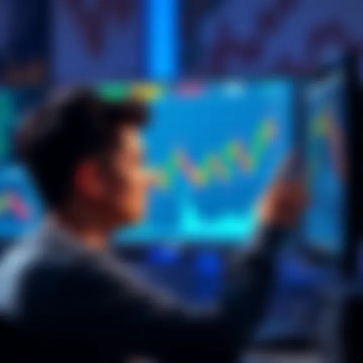Bitcoin Investment Discussion A person looking at a cryptocurrency chart on a computer, contemplating investment decisions.