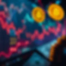 A graph showing rising Bitcoin prices with dollar bills and stock market symbols in the background