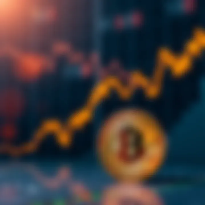 A graph showing a rising trend in Bitcoin prices with a Bitcoin symbol in the foreground.