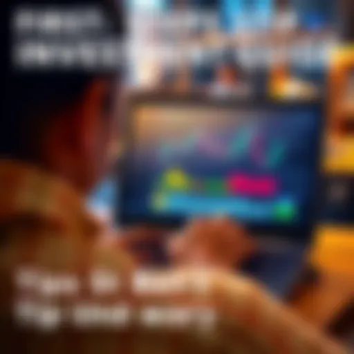 A person looking at a laptop screen displaying Bitcoin charts and tips for new investors