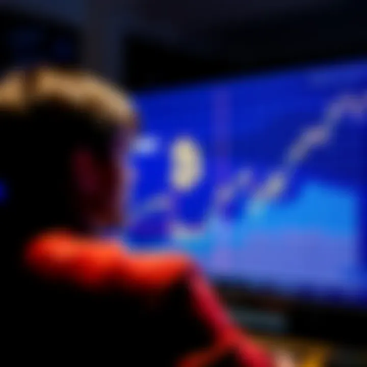A person looking at a Bitcoin chart showing highs and lows, contemplating their investment decisions