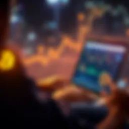 A person analyzing Bitcoin charts on a laptop, representing conviction during market downturns