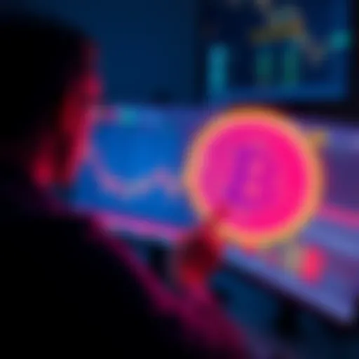 A person looking at a computer screen showing a declining Bitcoin graph, reflecting on a recent financial loss in cryptocurrency.