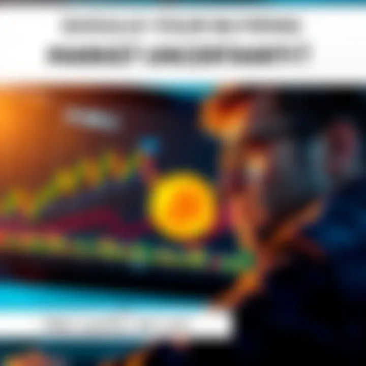 Bitcoin investment during market uncertainty A person looking at a chart showing Bitcoin price fluctuations with a worried expression, symbolizing market uncertainty