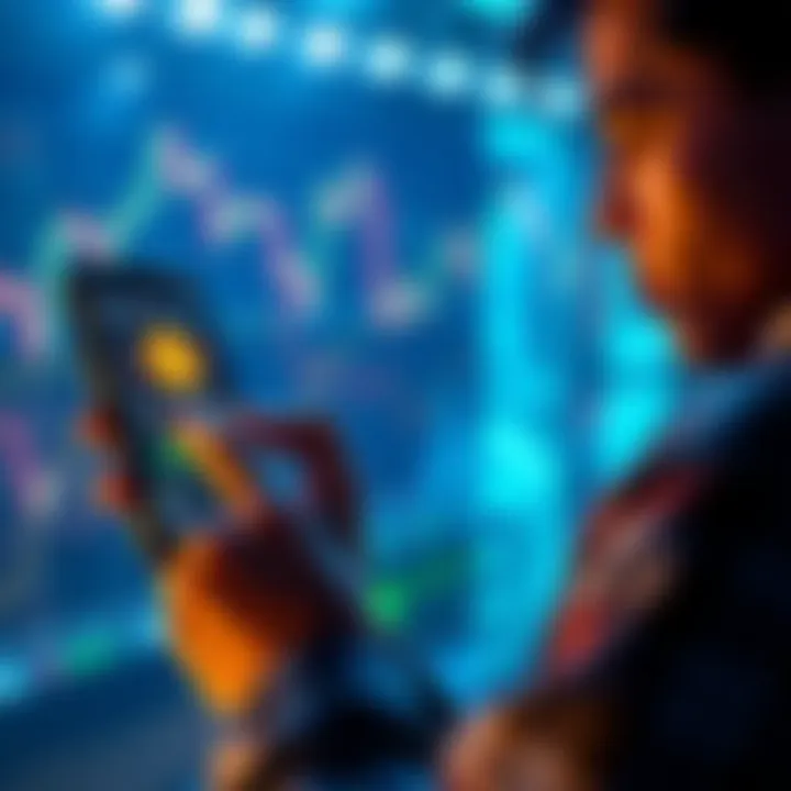 A person looking at Bitcoin charts on a smartphone with a thoughtful expression, considering investment options.