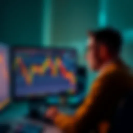 Bitcoin Investment Perception An average investor looking at a fluctuating Bitcoin graph on a computer screen, pondering the risks and rewards of cryptocurrency investment.