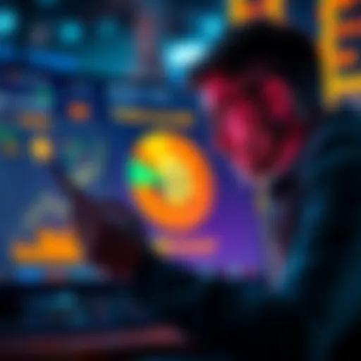 A person analyzing a pie chart showing percentage allocation of Bitcoin in an investment portfolio