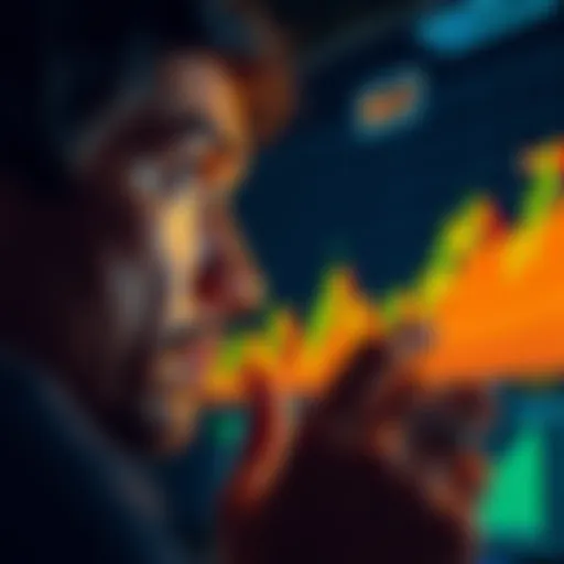 A person looking at a Bitcoin chart with a thoughtful expression, reflecting on past investment decisions.