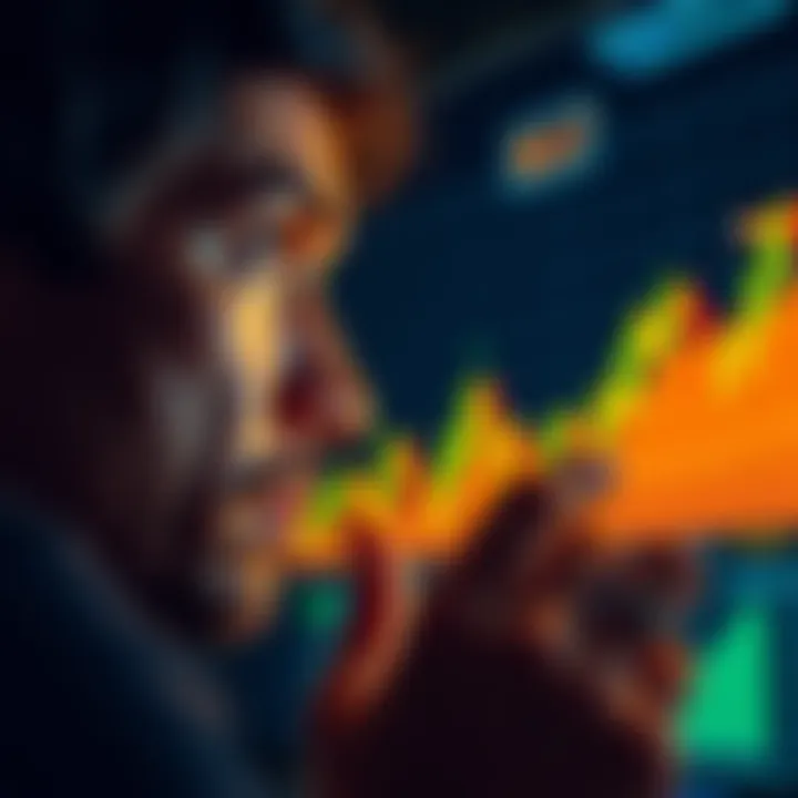 A person looking at a Bitcoin chart with a thoughtful expression, reflecting on past investment decisions.