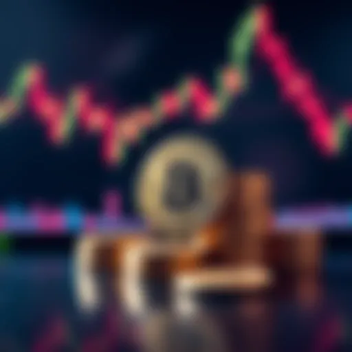 Bitcoin coins stacked with a stock market chart in the background A stack of Bitcoin coins in front of a rising stock market chart, symbolizing the perceived risk and potential of Bitcoin as an investment