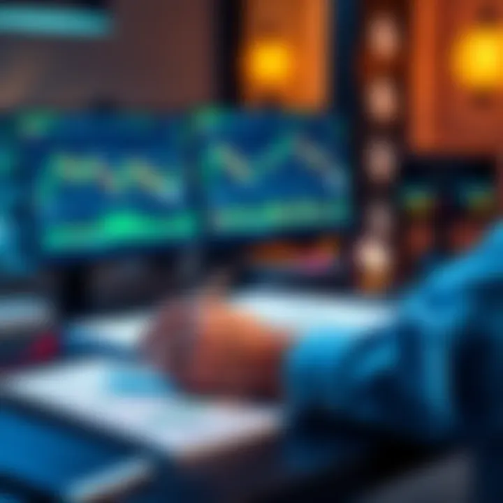 A person analyzing Bitcoin charts and planning investments with a pen and notebook on a desk.