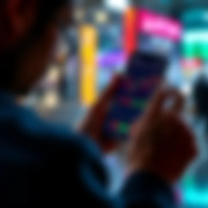 A person examining a smartphone with Bitcoin charts on the screen, highlighting investment strategies for purchasing Bitcoin safely in 2026.