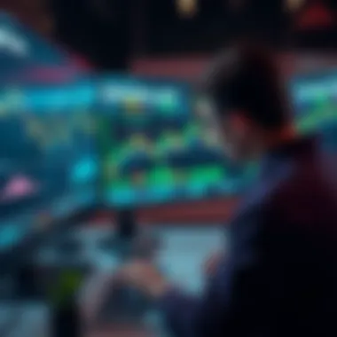 Bitcoin investment strategy A person looking at a computer screen displaying Bitcoin charts and graphs, symbolizing patience in the investing process.