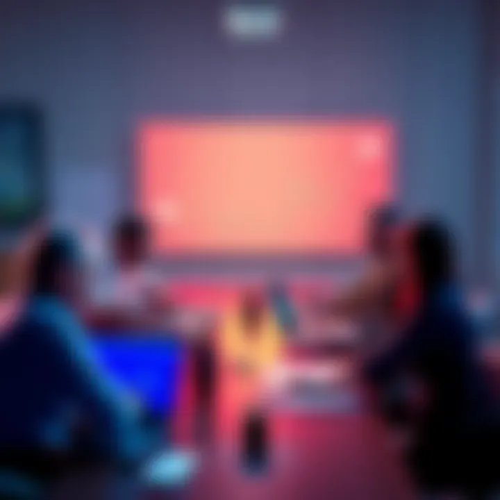 A group of people discussing Bitcoin investment strategies at a table with charts and laptops.