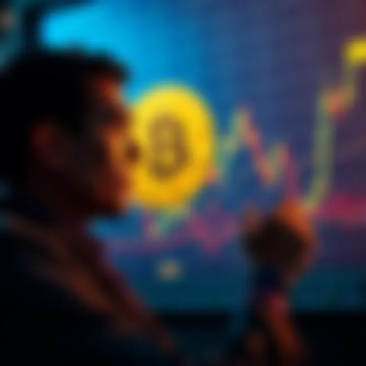 An investor looking at a Bitcoin chart, pondering whether to cash out or wait for a market drop