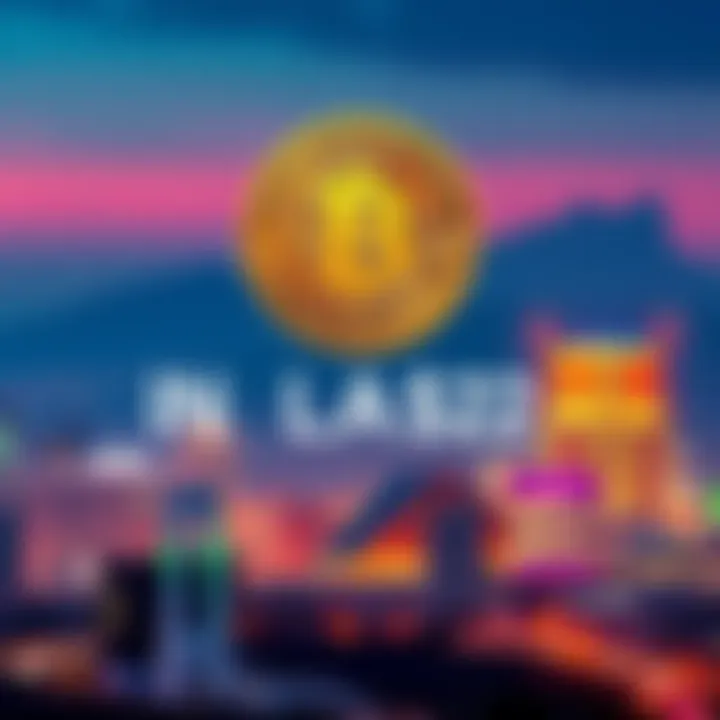A visual representation of Bitcoin's price at $22 in Los Angeles, featuring a skyline of the city with a digital currency theme.