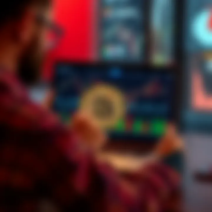 A person studying Bitcoin on a laptop with charts and graphs displayed, showing interest in cryptocurrency.