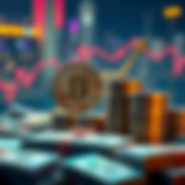 A graphic showing a rising Bitcoin symbol alongside stacks of money, indicating the growth of Bitcoin-backed lending.