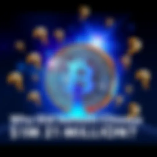 Illustration of a digital coin with a cap symbolizing the 21 million Bitcoin limit, surrounded by question marks to represent curiosity about Satoshi's choice.