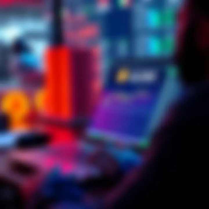 Bitcoin Loan Decision A person looking at a laptop screen showing Bitcoin prices and a calculator for a loan calculation.