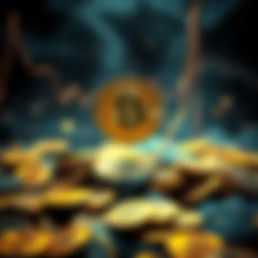 A visual representation of Bitcoin coins disappearing, symbolizing the loss from the Mt. Gox exchange collapse in 2014.