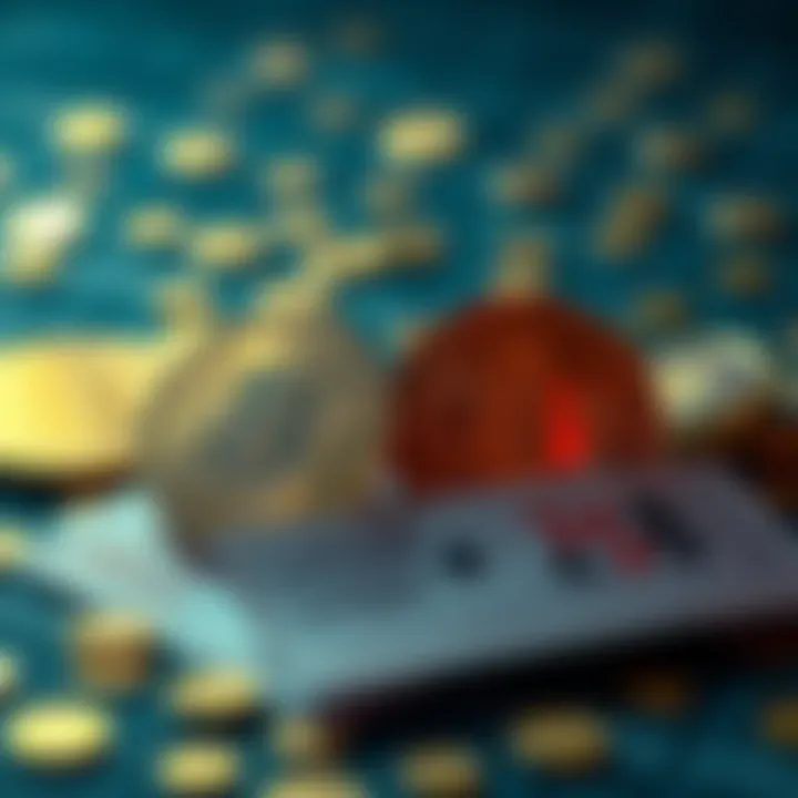 A comparison between Bitcoin symbols and lottery tickets, showing the allure of wealth.