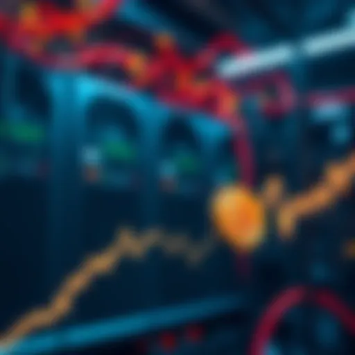 A graph showing Bitcoin's price trend with mining equipment in the background, representing Bitcoin's dominance in 2025.