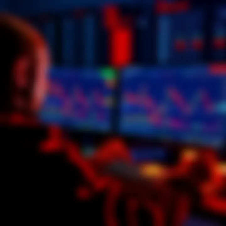 Bitcoin Market Analysis A person looking at Bitcoin charts on a computer, showing market trends and fluctuations.