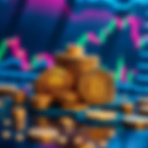 Visual representation of Bitcoin market cap with coins and price chart