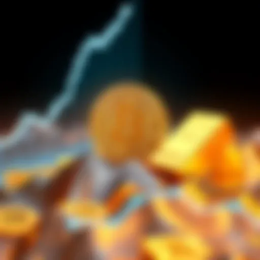 A graphic showing a rising Bitcoin symbol alongside gold bars, highlighting a forecasted market cap of $245 trillion by 2045.
