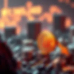 Bitcoin Market Decline A graphic showing a downward trend in Bitcoin value, symbolizing losses in corporate treasuries with a Bitcoin logo and a falling arrow.