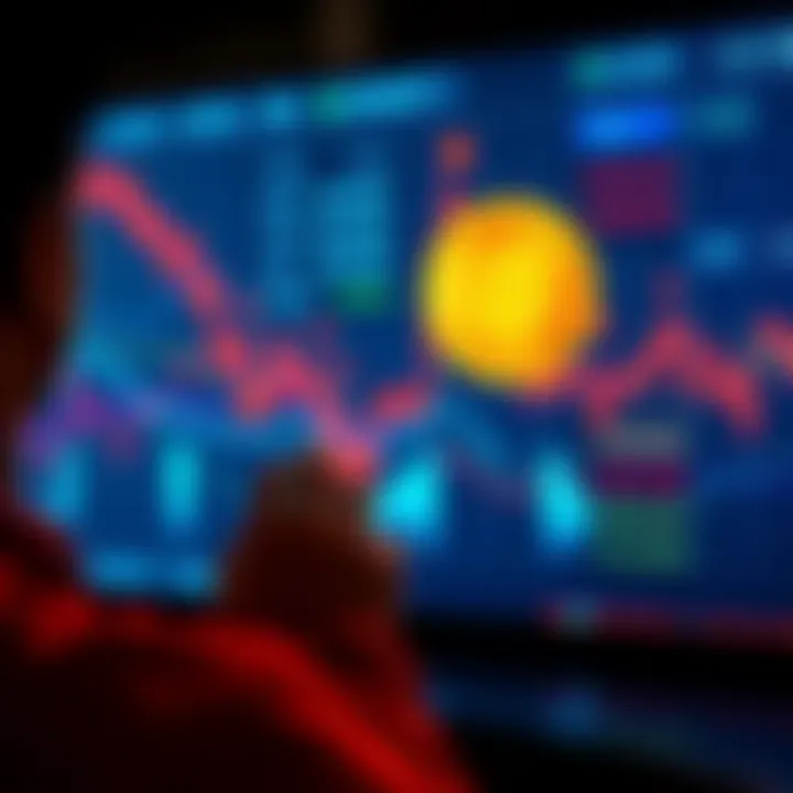 A person looking at fluctuating Bitcoin prices on a digital screen, reflecting on market changes.