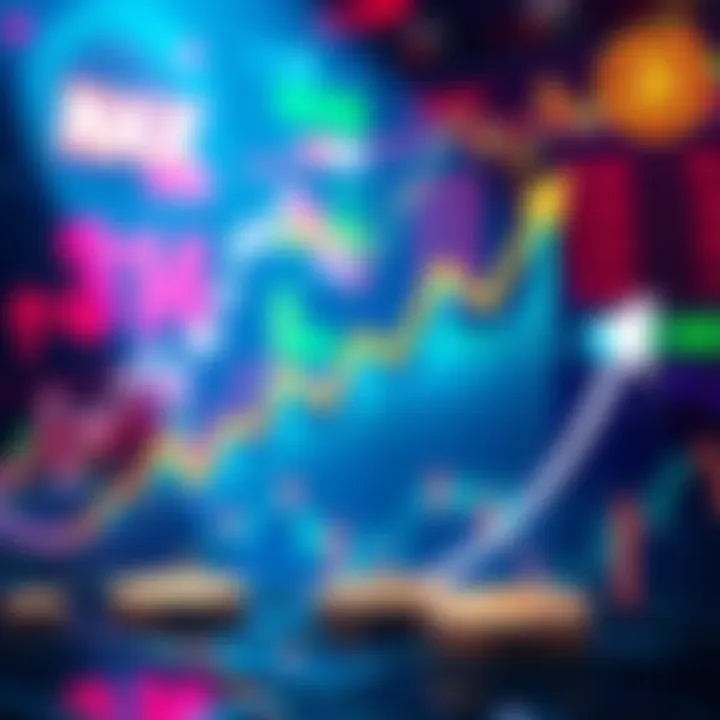 A graphic showing an upward trend in Bitcoin prices and symbols of the cryptocurrency, indicating an increase in investor interest.