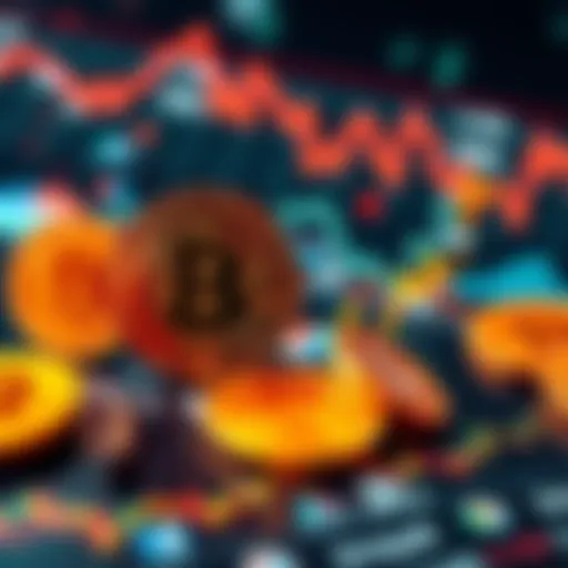 Graphic showing Bitcoin symbols with rising graphs and institutional logos, illustrating market changes