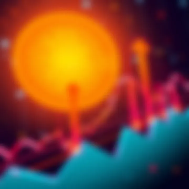 Graph showing Bitcoin price trends with upward arrows and market data