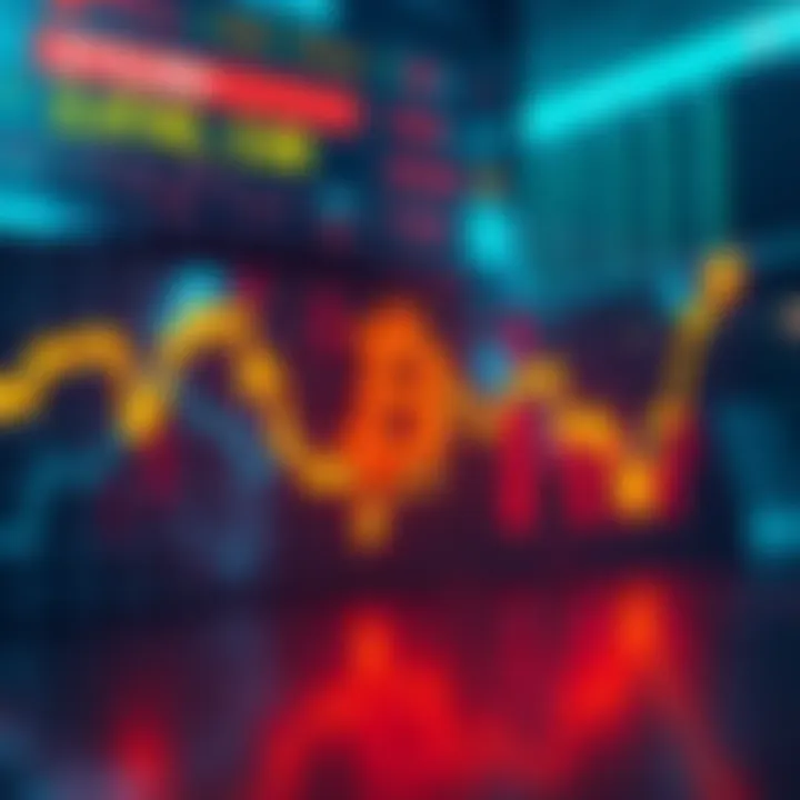 A graph showing Bitcoin price fluctuations with a downward trend and question marks to indicate uncertainty about future gains.