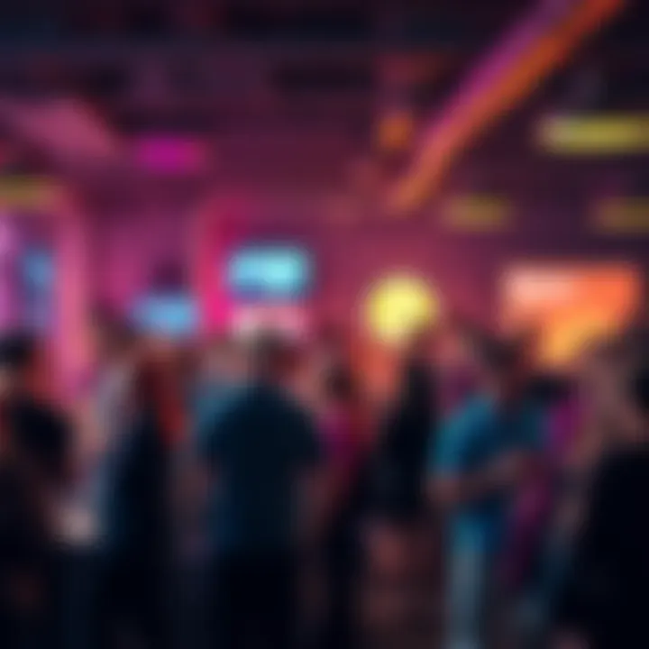 A group of people chatting and networking at a local Bitcoin meetup event, sharing ideas about cryptocurrency.