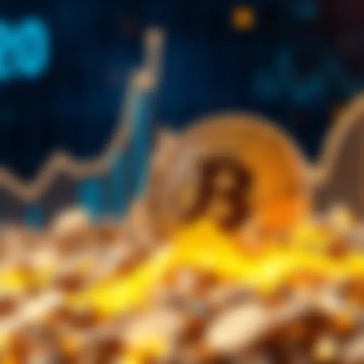 Bitcoin Milestone A golden bitcoin coin representing the 20 millionth bitcoin mined, surrounded by digital graphics illustrating cryptocurrency growth.