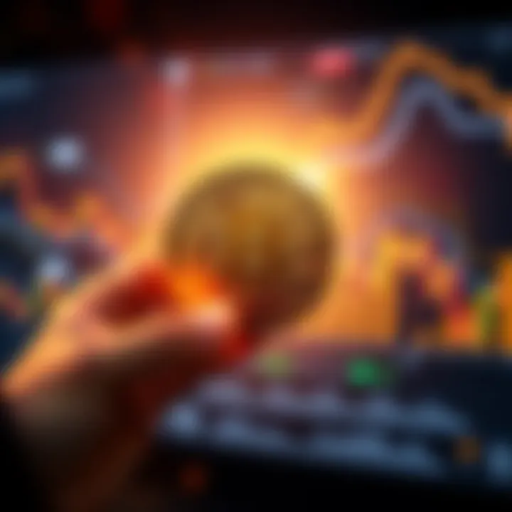 A person holding a physical Bitcoin coin with a digital backdrop showing its limited supply and growing interest in the asset.