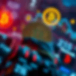 A futuristic representation of the last Bitcoin being mined in 2140, with digital graphics showing a miner and Bitcoin symbols in the background.