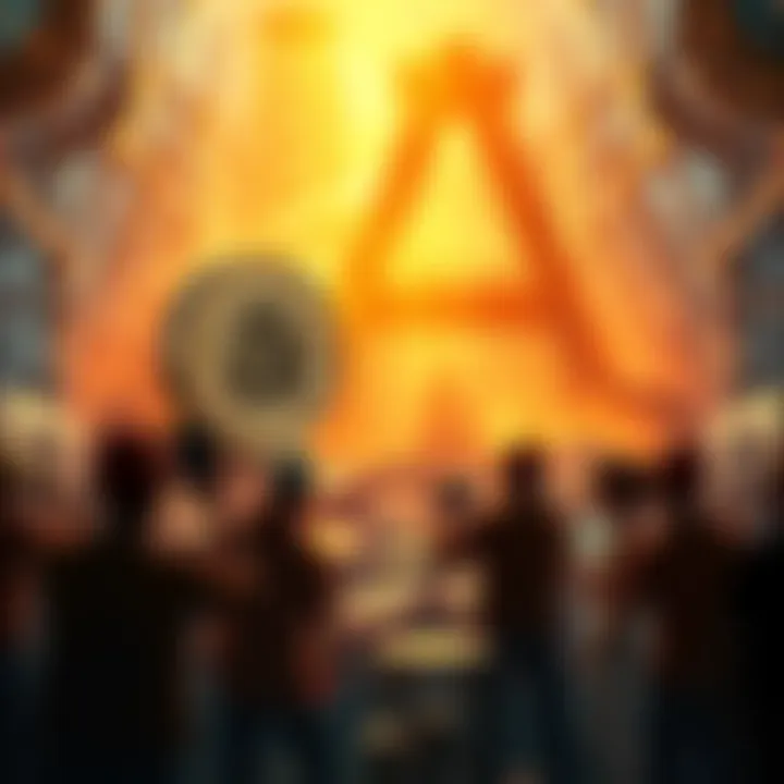 Bitcoin Mining Competition A digital representation of Bitcoin with 95% already mined, showing a small remaining portion indicating scarcity, and a visual of people competing for the last Bitcoin.