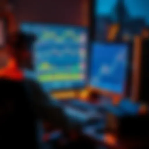 Bitcoin Mining on a Computer A person sitting at a desk with a computer mining Bitcoin, showing graphs and cryptocurrency symbols on the screen.